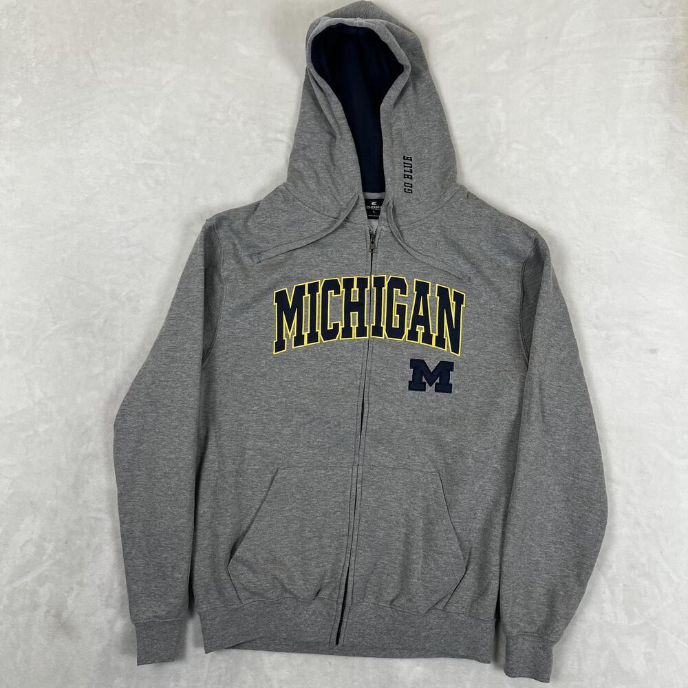 Michigan Wolverines Hoodie Sweatshirt Mens Large Gray NCAA Football Colosseum